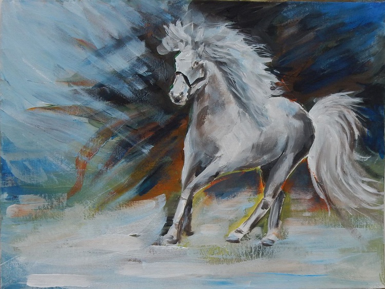 Running Horse Acrylic Painting By Vita Schagen Artfinder