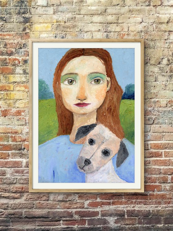 Young Lady with Dog