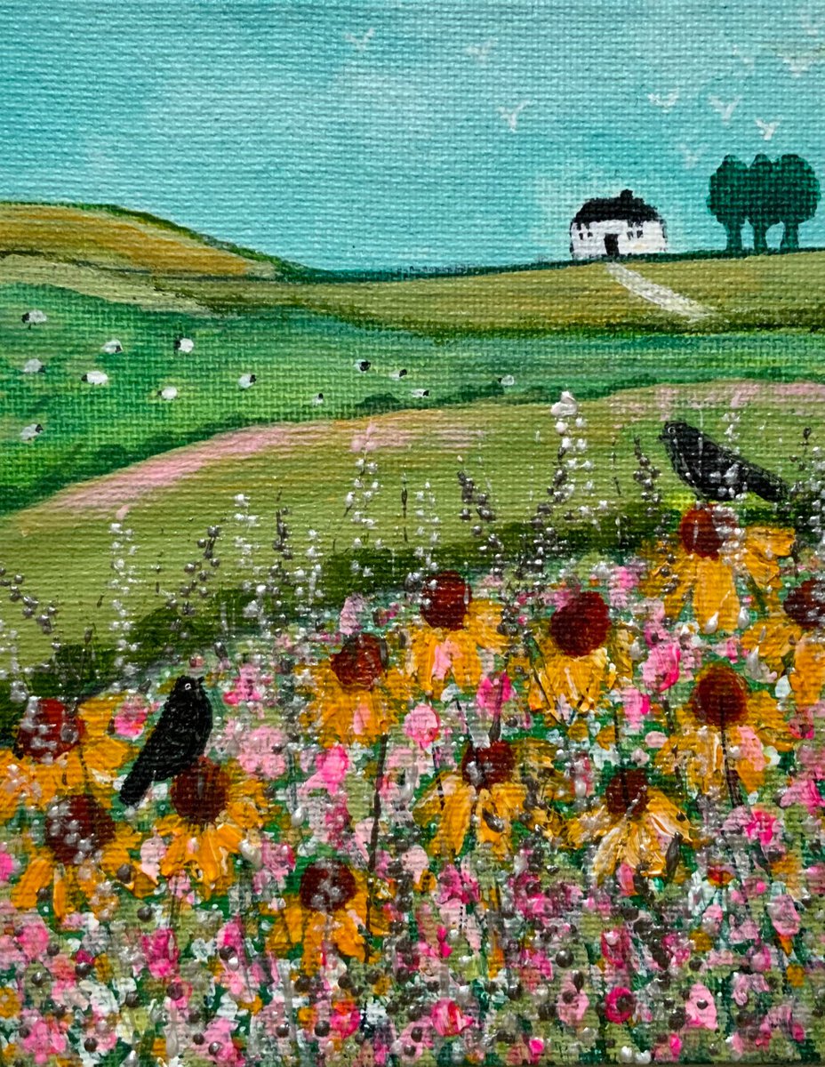 Taking a Break, small acrylic landscape canvas board painting by Janice MacDougall