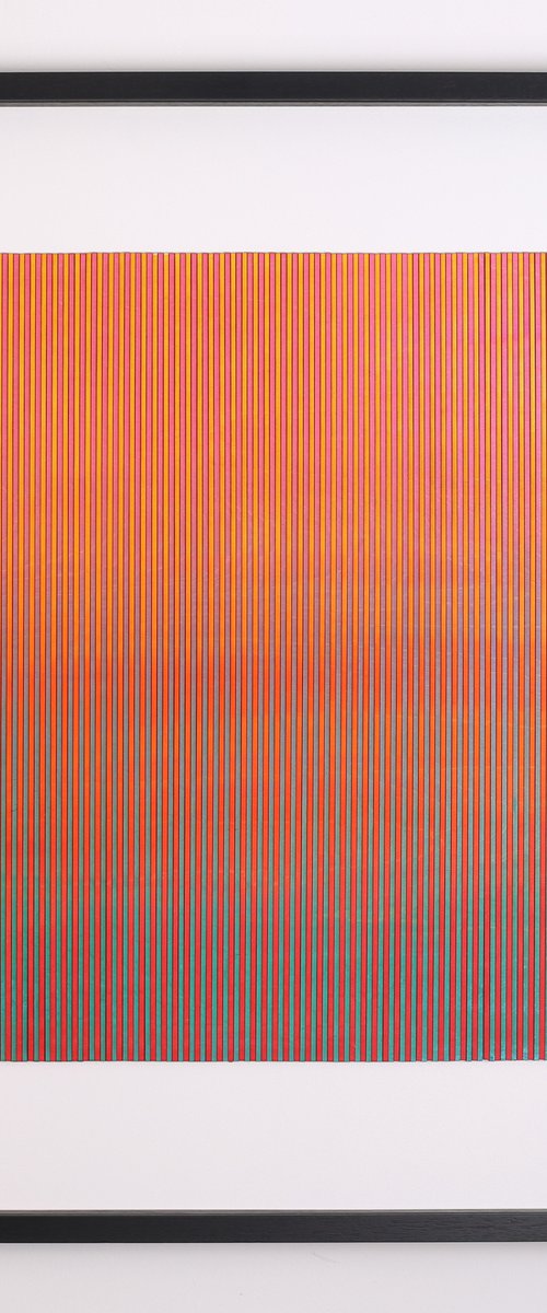 Large Scale Orange and Aqua Striped Gradient Landscape original artwork by Amelia Coward