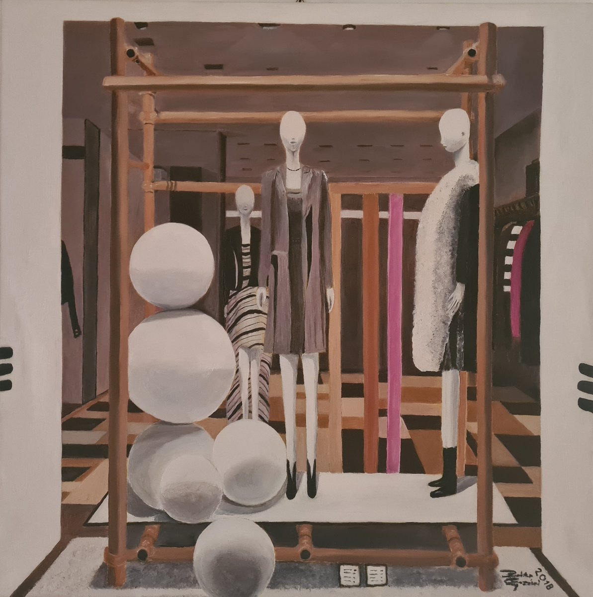 Photorealistic Cityscapes Oil Painting By Federico Grazzini, 24 X 24, Vetrina A Roma 4, Original Artwork