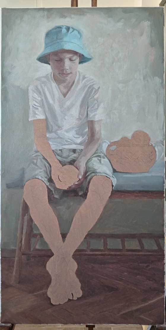 Boy with oranges