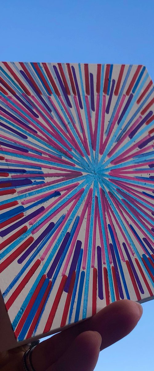 Fireworks 2 - miniature colourful abstract stripes by Elena Renaudiere