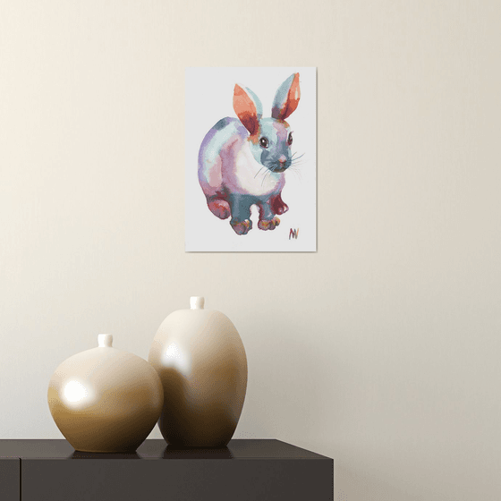 Bunny.4- ORIGINAL WATERCOLOR ANIMAL PAINTING.