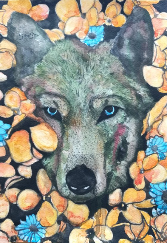 Gentle Beast. Watercolour Wolf. A4.
