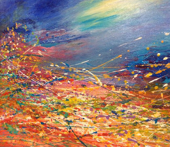 Abstract Floral Landscape at Sunset