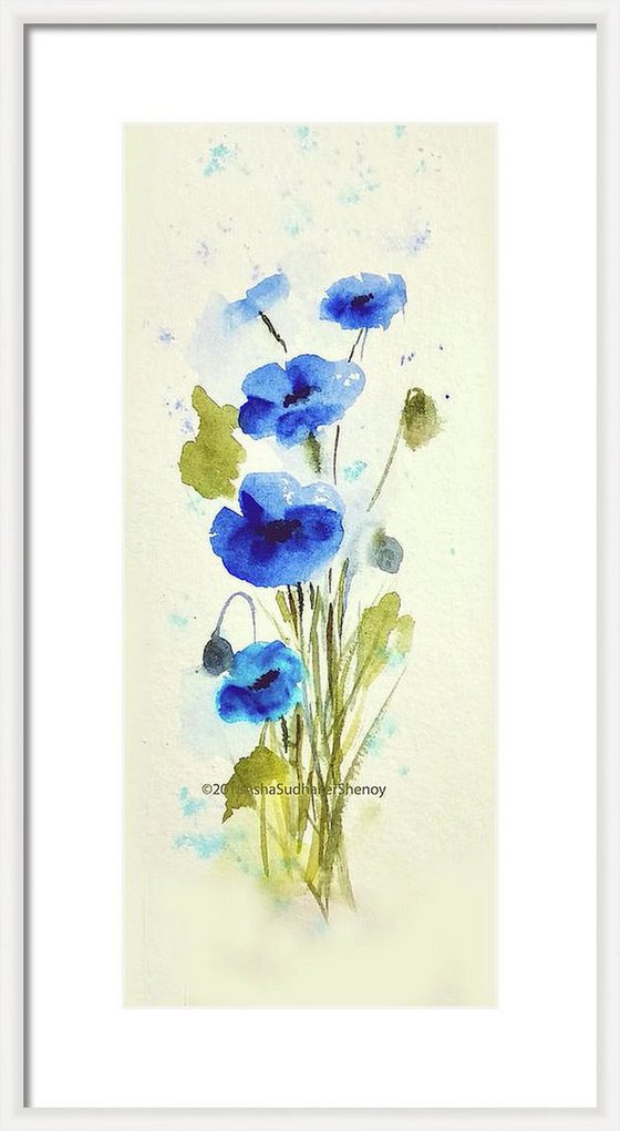 Blue Poppies Floral painting