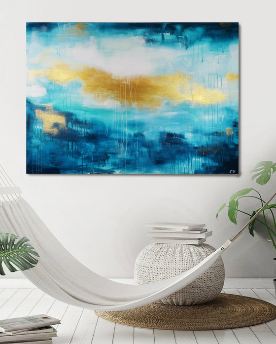 FLOATING GOLD #7 - Large abstract Seascape