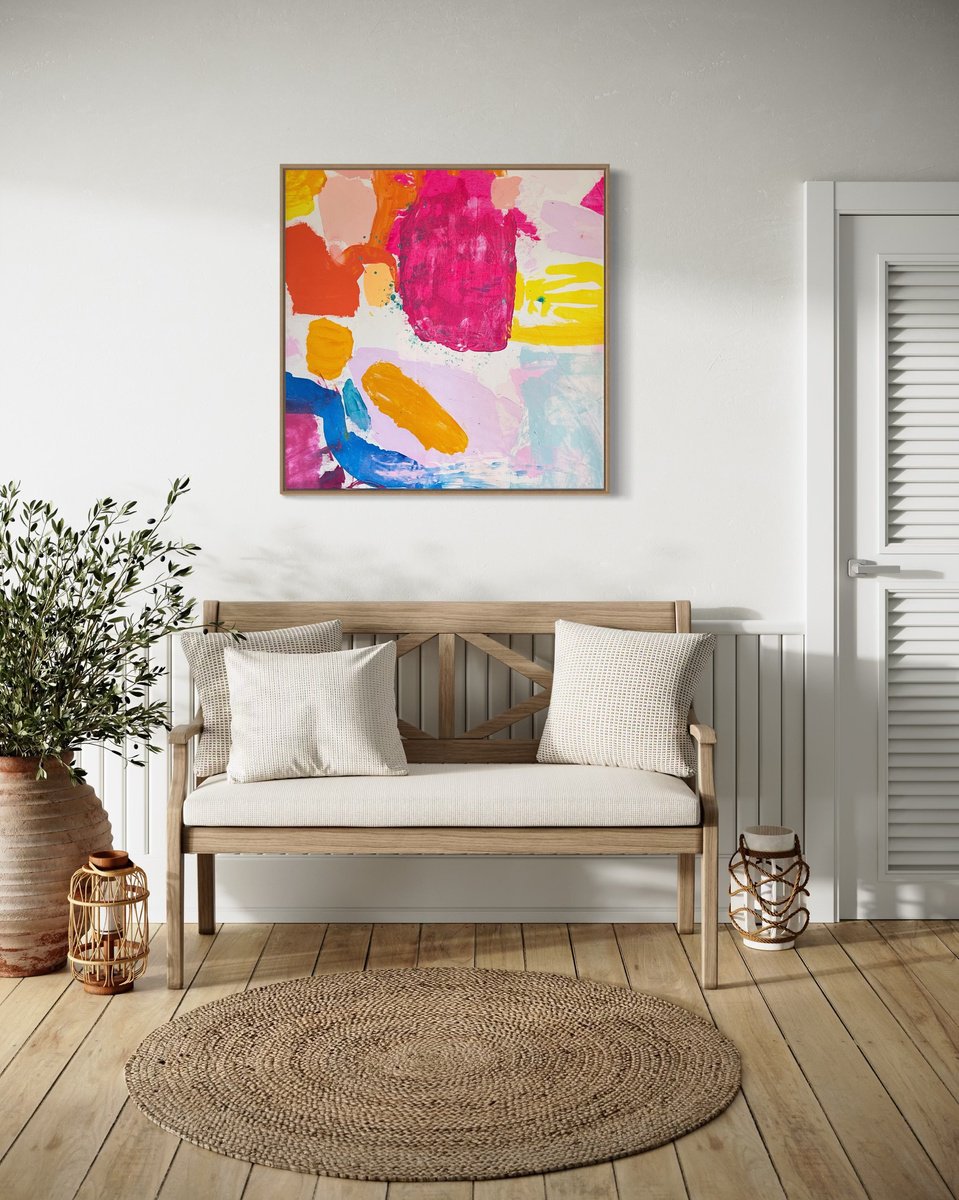 Organic Abstract Acrylic Painting By Kathryn Sillince, 25 X 25", 