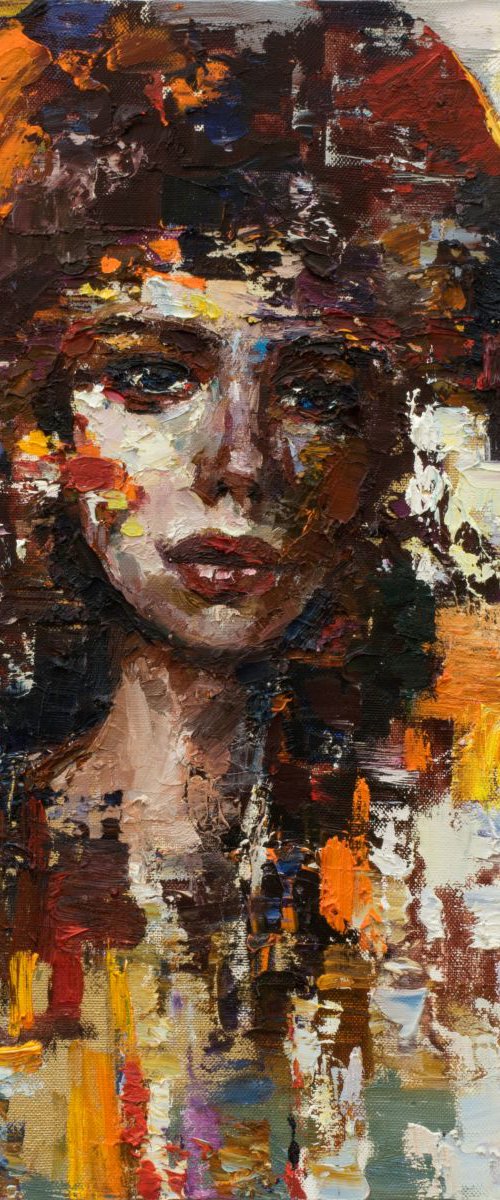Abstract girl portrait painting #3, Original oil painting by Anastasiia Valiulina