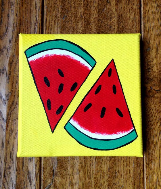 Watermelon Pop Art Acrylic Paint On Small Canvas