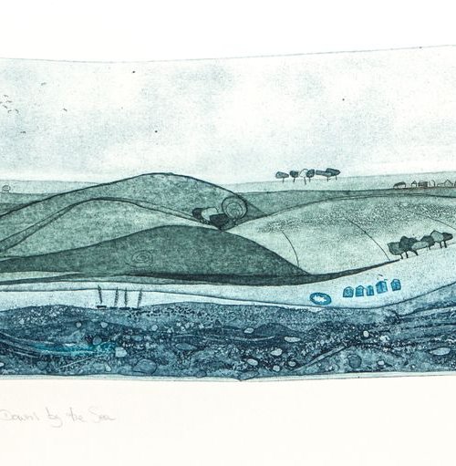 Heike Roesel "The Downs by the Sea", fine art etching, edition of 45 in variation by Heike Roesel