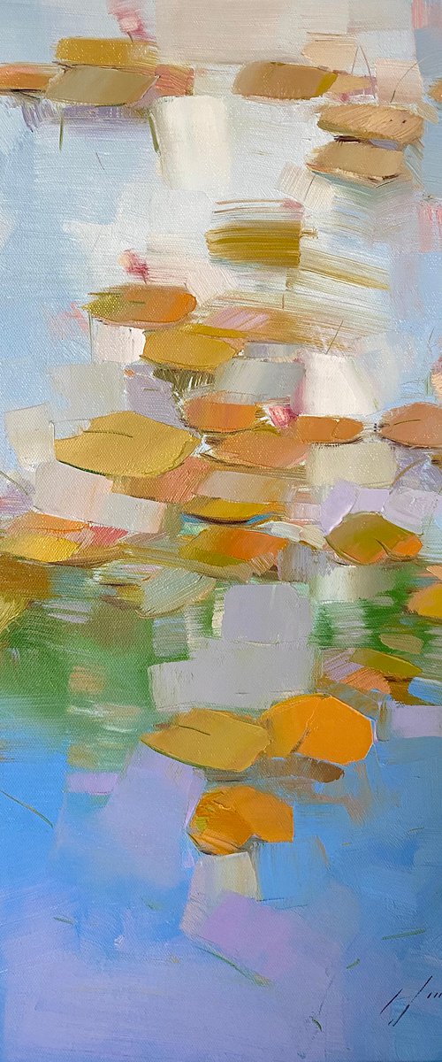 Lilies Pond, Original oil painting, Handmade artwork, One of a kind by Vahe Yeremyan