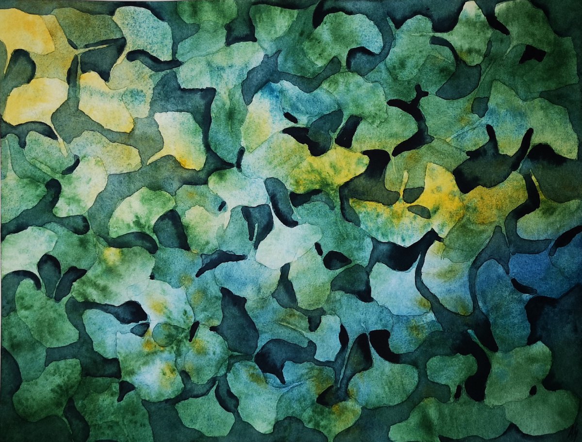 Impressionistic Botanical Watercolour By Aneta Gajos, 16 X 12, Ginko, Original Artwork
