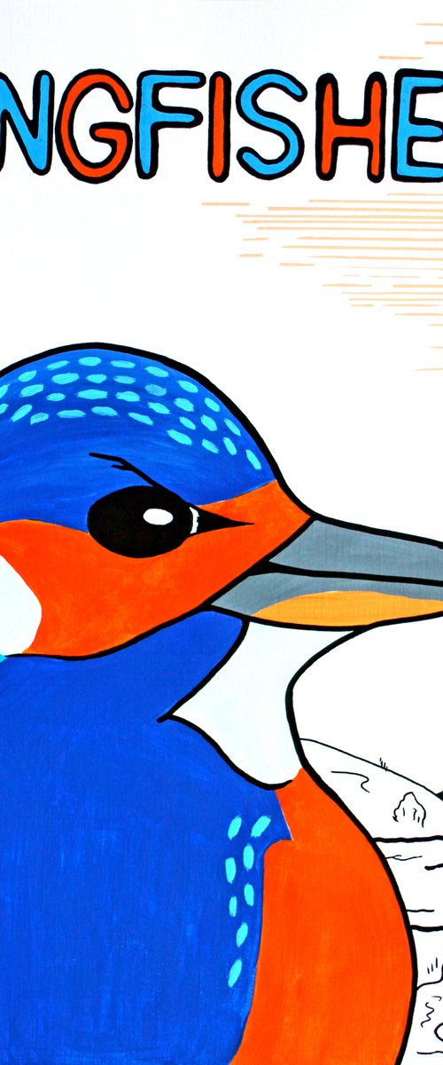 Kingfisher Bird Painting on Unframed A3 Paper by Ian Viggars