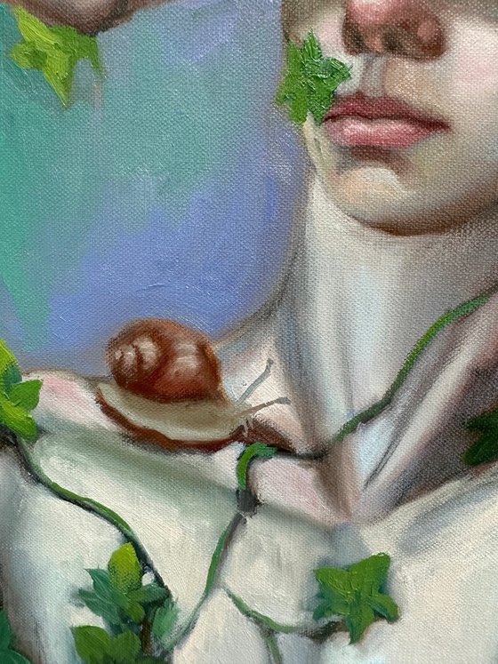 Human and grape snail