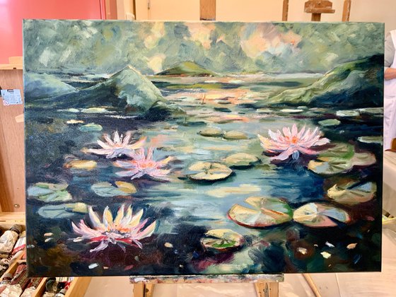 Water lilies in the pond