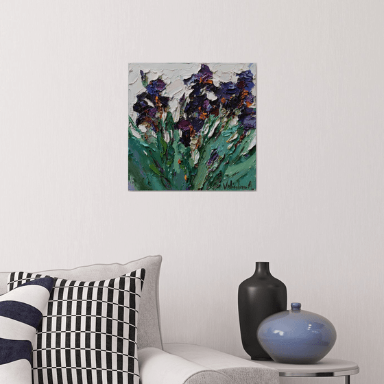 Irises - Original  impasto oil painting