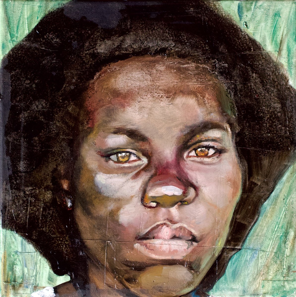 Portrait Oil Painting By Marina Skepner, 12 X 12", Serene, Original Artwork