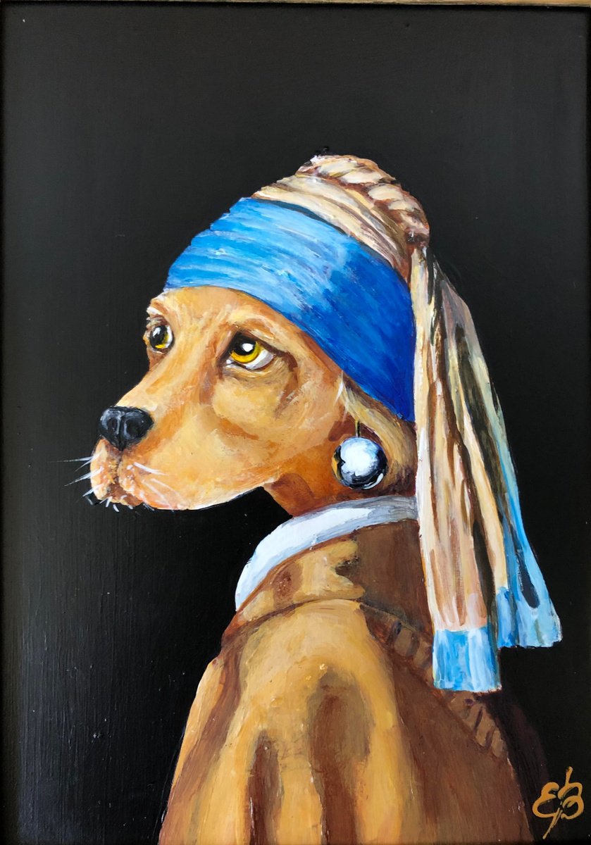 Dog with a pearl earring #23 by Lena Smirnova