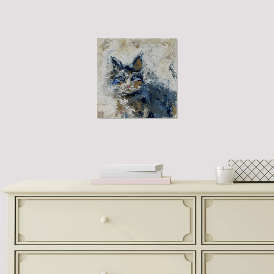 Blue black Cat portrait.