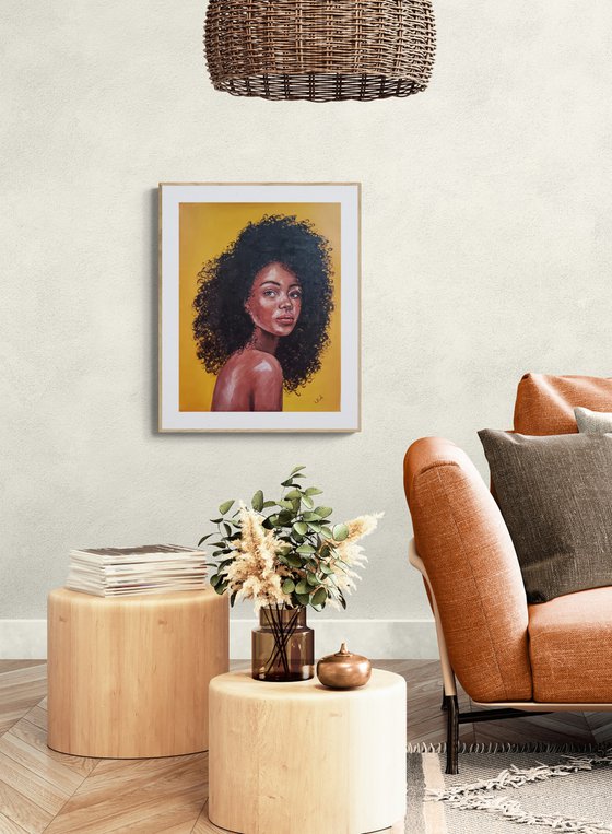 Afro Beauty - original oil portrait