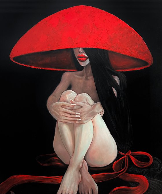 Nude in red hat