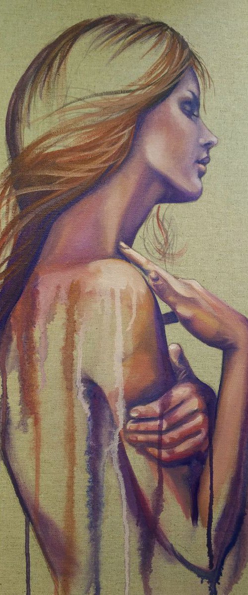 "Like a virgin I"60x30x2cm,original oil,painting on canvas , ready to hang by Elena Kraft