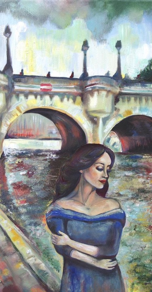 Under Paris skies - original Paris landscape oil art painting by Nino Ponditerra