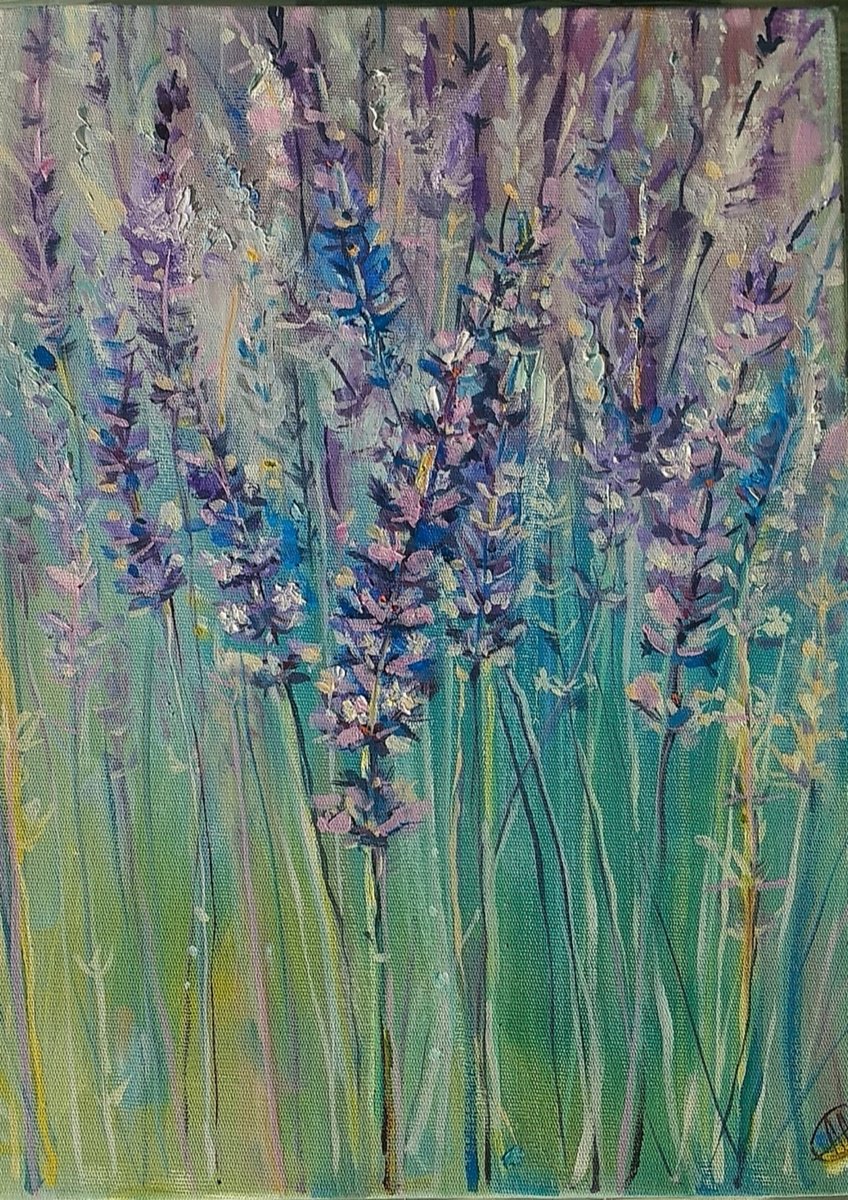 Impressionistic Botanical Oil Painting By Alina Skorokhod, 12 X 16, Lavender Oil Painting, Original Artwork