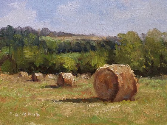 Hay Bales Oil Painting By Pascal Giroud Artfinder