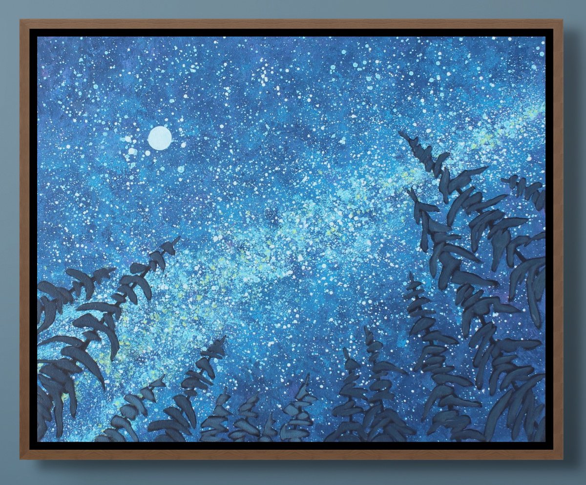 Impressionistic Landscape Acrylic Painting By Sage Mountain Studio, 20 X 16", Starry Starry Night, Original Artwork
