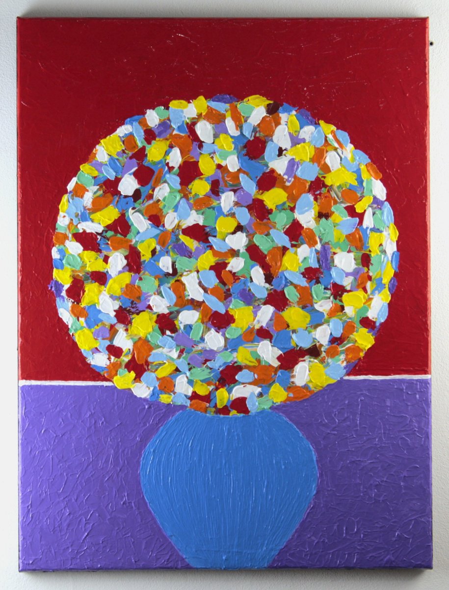 Expressive Botanical Acrylic Painting By Alessandro Butera, 24 X 31, Floral Simplification, Original Artwork