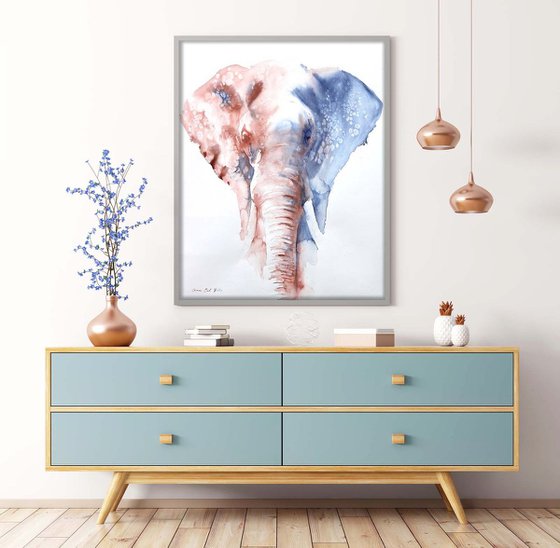 Elephant painting Large "An Elephant Never Forgets"