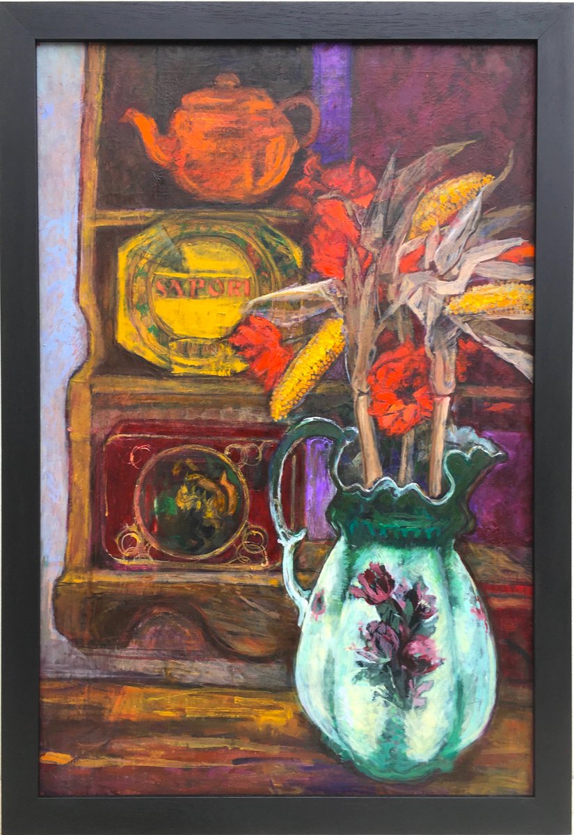 Still life with Victorian jug and Italian Biscottis by Patricia Clements