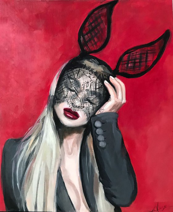 Bunny girl oil painting
