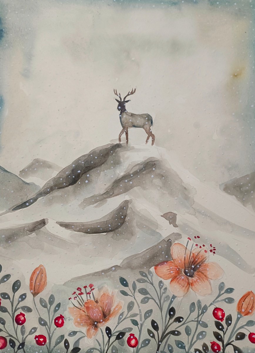 Landscape with deer by Evgenia Smirnova