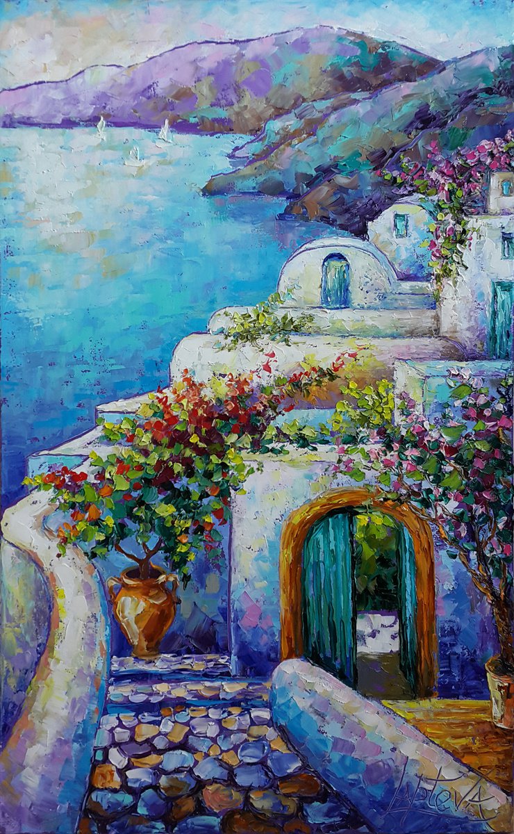 Painting Santorini Greece Landscape Oil Painting By Viktoria Lapteva Artfinder