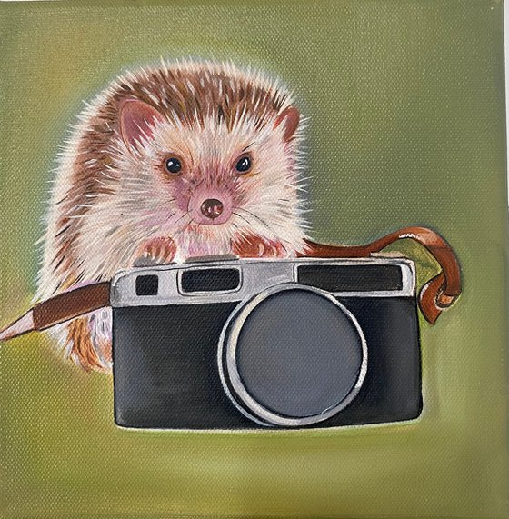 “Sweet moments” hedgehog oil painting