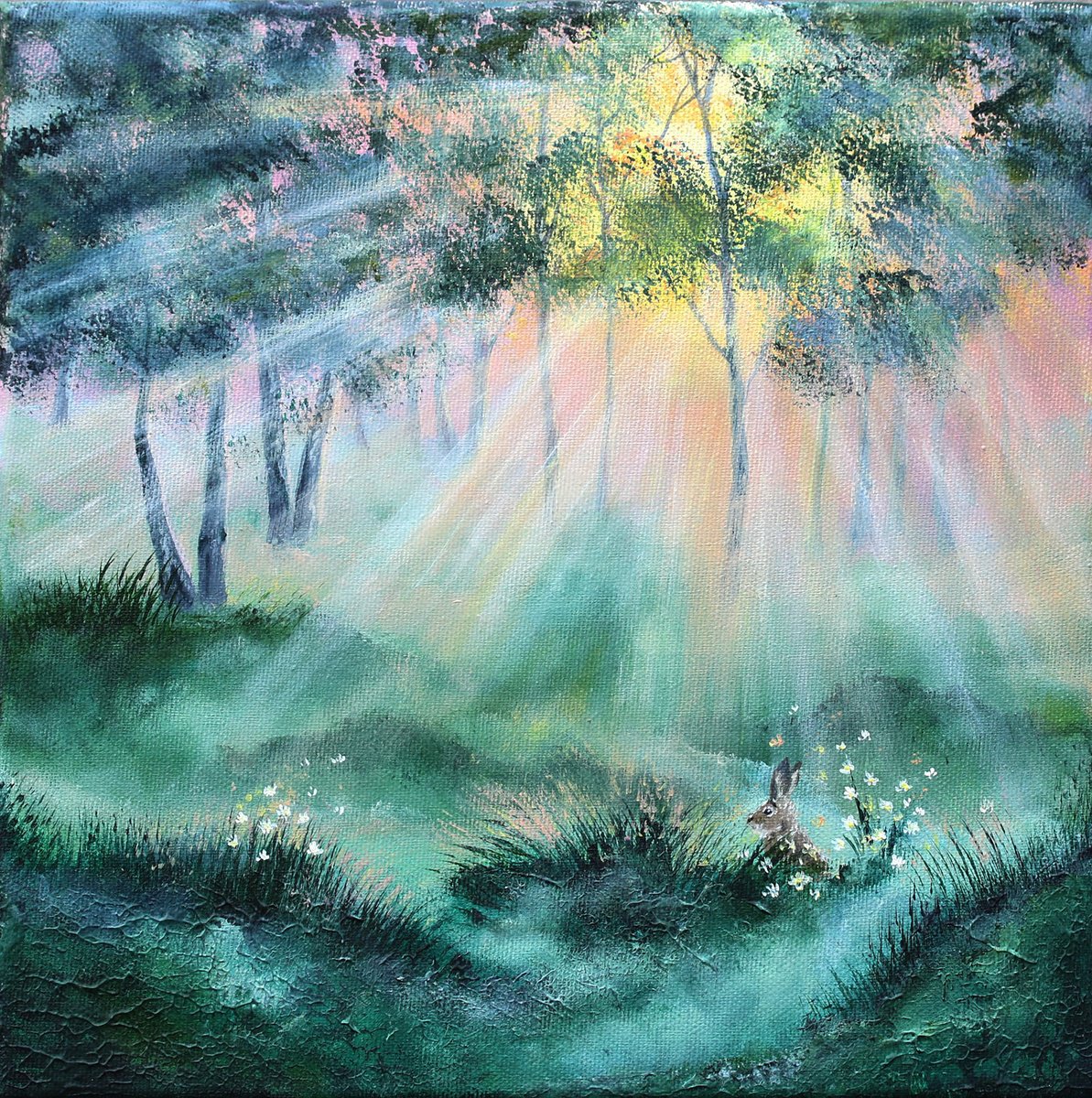 The Bunny Who Loved Sunbeams By Katerina Koroleva, 12 X 12, Artwork For Sale On Artfinder