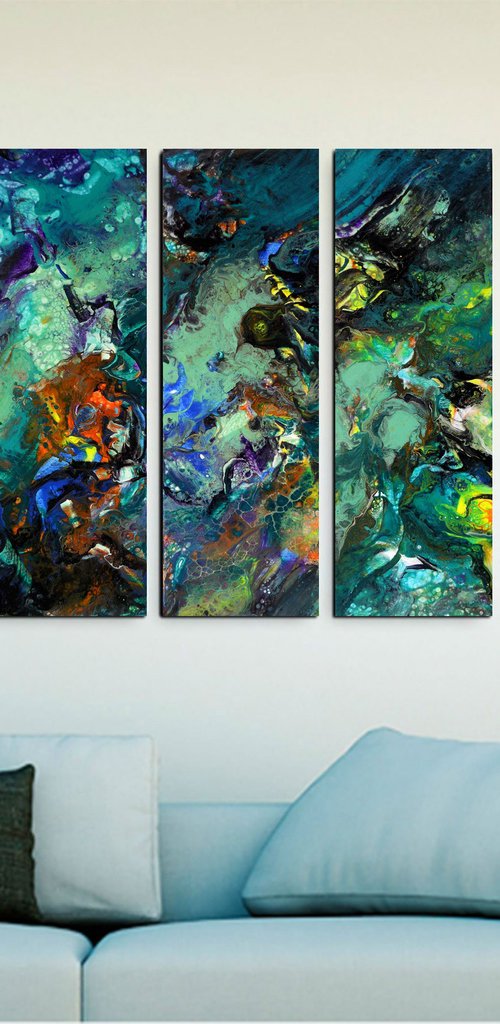 Triptych abstract by Areti Ampi