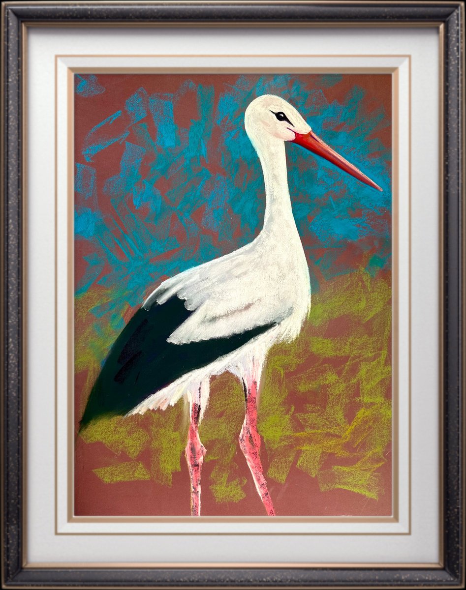 Expressive Pastel Drawing , Stroks Heron Wader Ardea Hern By Yuliia Sharapova, 19 X 25, Artwork For Sale On Artfinder