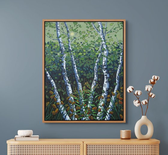 Birches with Goldenrod