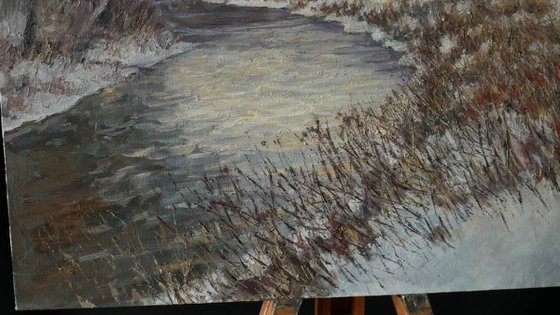 The Silver Day - sunny winter landscape painting