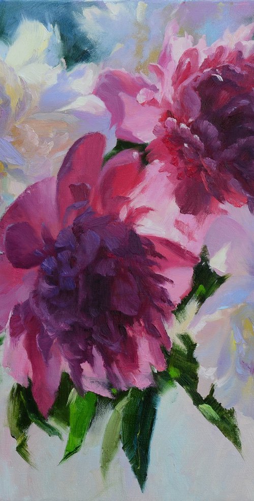 PEONIES ILLUMINATED BY THE SUN by Ruslan Kiprych