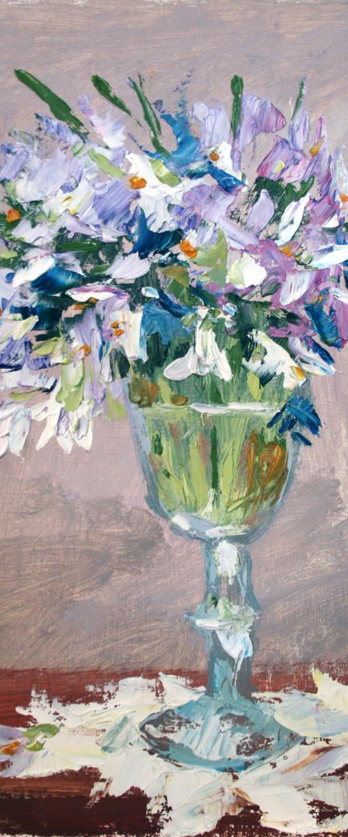 Spring bouquet. THE PICTURE IS MADE WITH A PALETTE KNIFE  /  ORIGINAL PAINTING by Salana Art Gallery