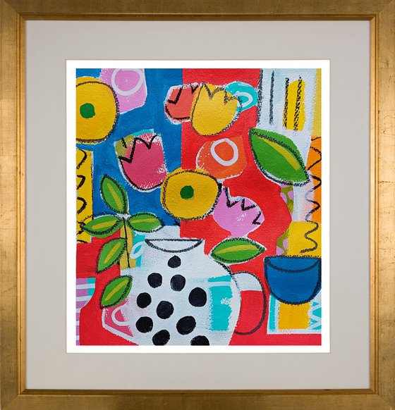 Flowers in a Polka Dot Vase