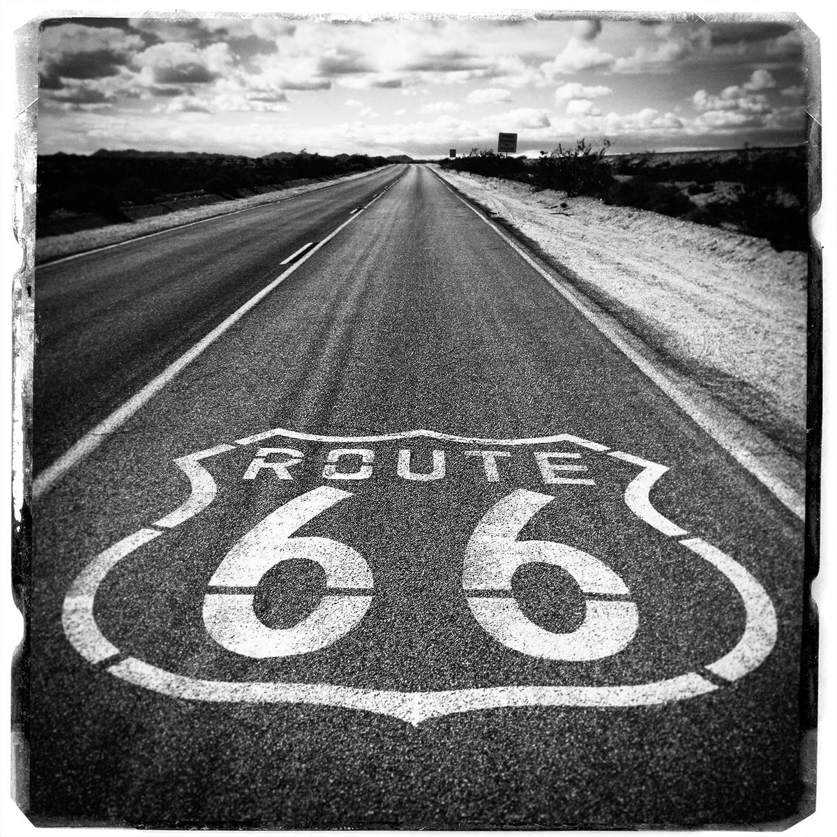 Photorealistic Landscape Photograph By Heike Bohnstengel, 12 X 12, Route 66, Mojave, Original Artwork