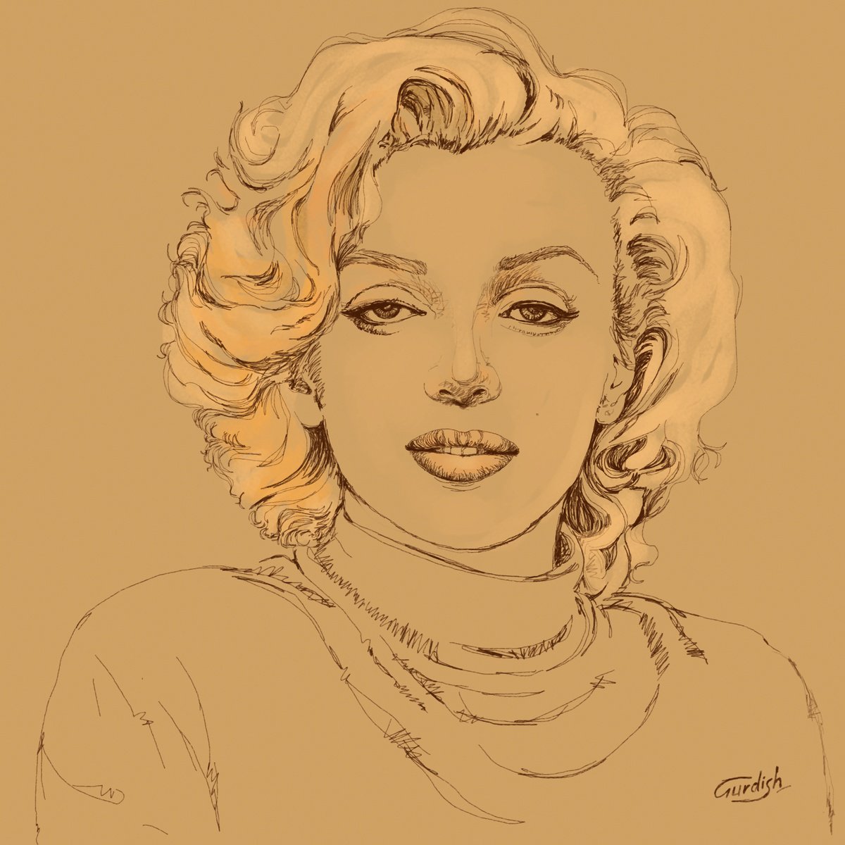 Abstract Acrylic Painting By Artist Gurdish Pannu, 36 X 36, Marilyn Monroe Poster, Original Artwork