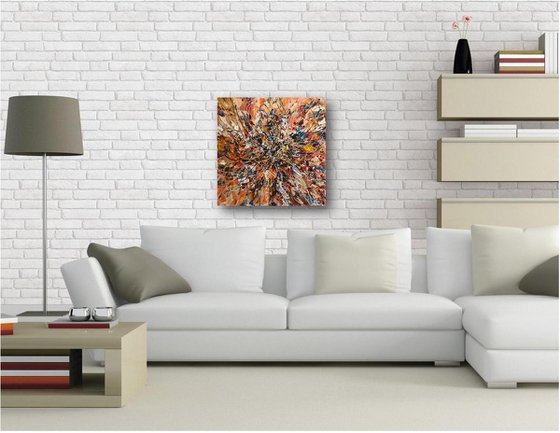 Fall is here - Original abstract painting, red brown wall art canvas, palette knife